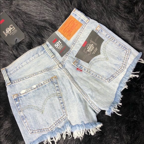 Levi’s 501’s Button Fly Denim Shorts Waveline - Picture 8 of 11